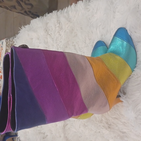 Kurt Geiger Kensington Rainbow Pride Leather Pull On Boots NEW EU 37 - Picture 3 of 13